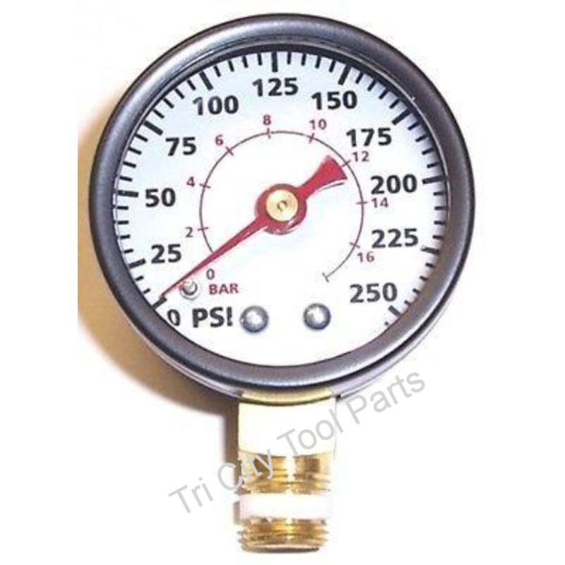 GA016300AV Campbell Hausfeld  Air Compressor Gauge 1.5  250psi  1/8 NPT
