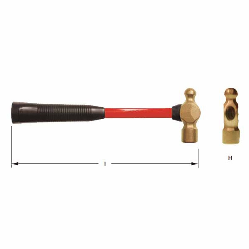 Carltsoe Safety CS Unitec Ex102U-0250A Aluminum Bronze Non-Sparking, Low-Magnetism, Corrosion Resistant Cross Peen Engineers’ Hammer 2.50 lbs (1.14 kg)