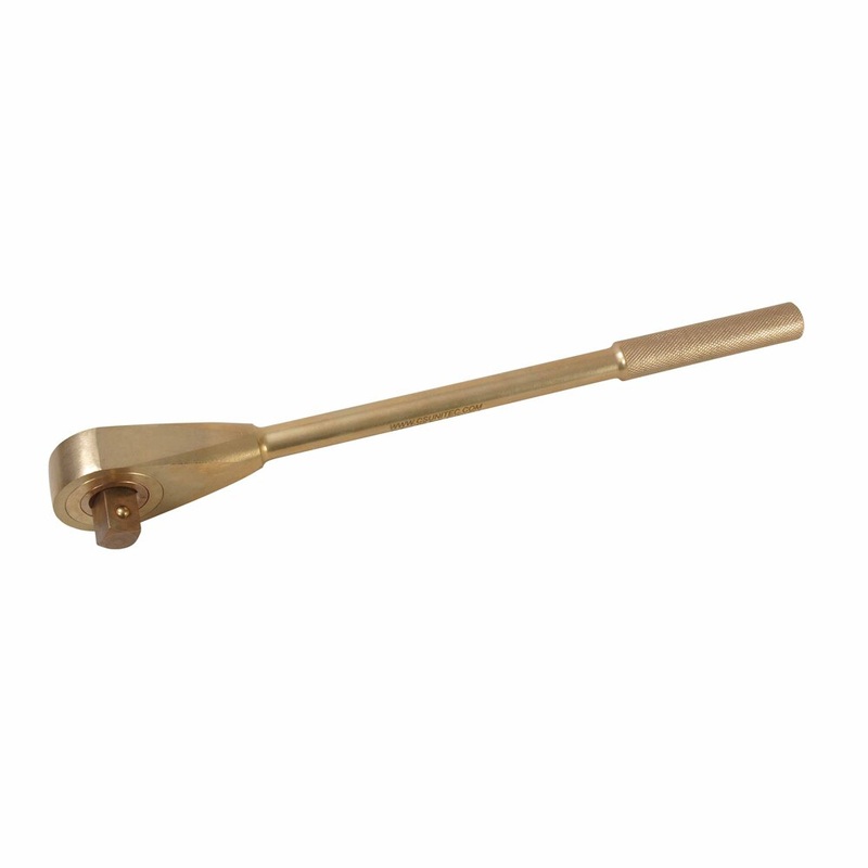 Carltsoe Safety CS Unitec Ex1501S-C-A Aluminum Bronze Non-Sparking, Low-Magnetism, Corrosion Resistant Ratchet Wrench 3/4 Drive 15-9/16 (390 mm) Handle Length