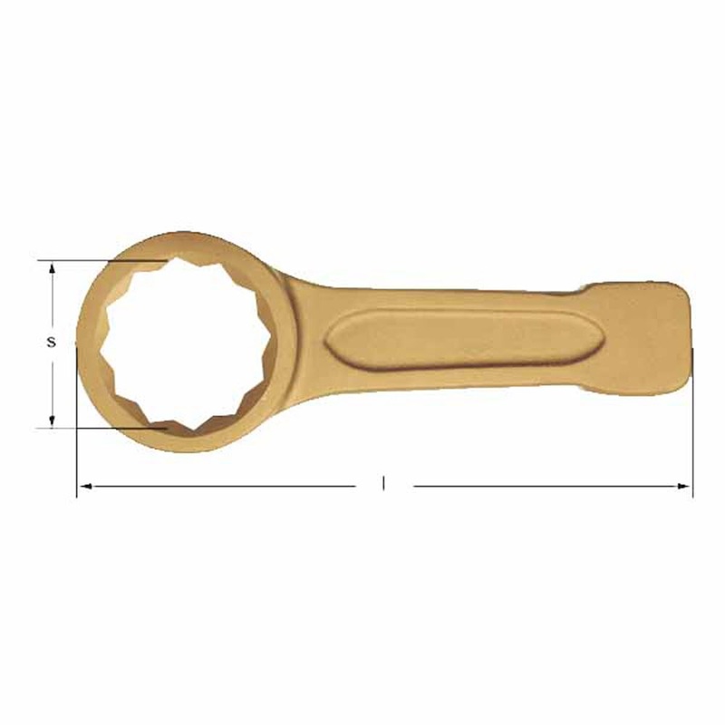 Carltsoe Safety CS Unitec Ex201B-050UA Aluminum Bronze Non-Sparking, Low-Magnetism, Corrosion Resistant Striking Box Wrench, 12-Point 1-3/8