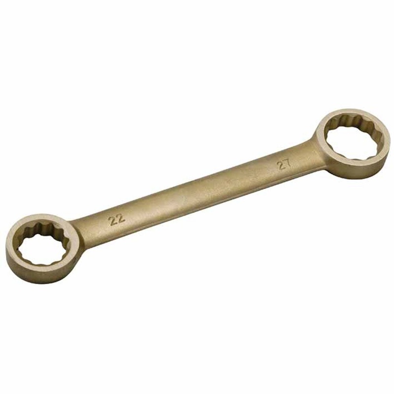 Carltsoe Safety CS Unitec Ex202-045UB Copper Beryllium Non-Sparking, Non-Magnetic, Corrosion Resistant 12 Point Straight Type Double Box End Wrench 1/2 x 19/32