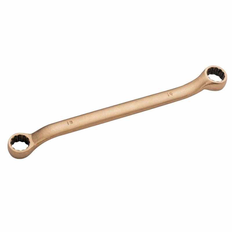 Carltsoe Safety CS Unitec Ex202F-080UB Copper Beryllium Non-Sparking, Non-Magnetic, Corrosion Resistant 12 Point Offset Double Box End Wrench 11/16 x 25/32