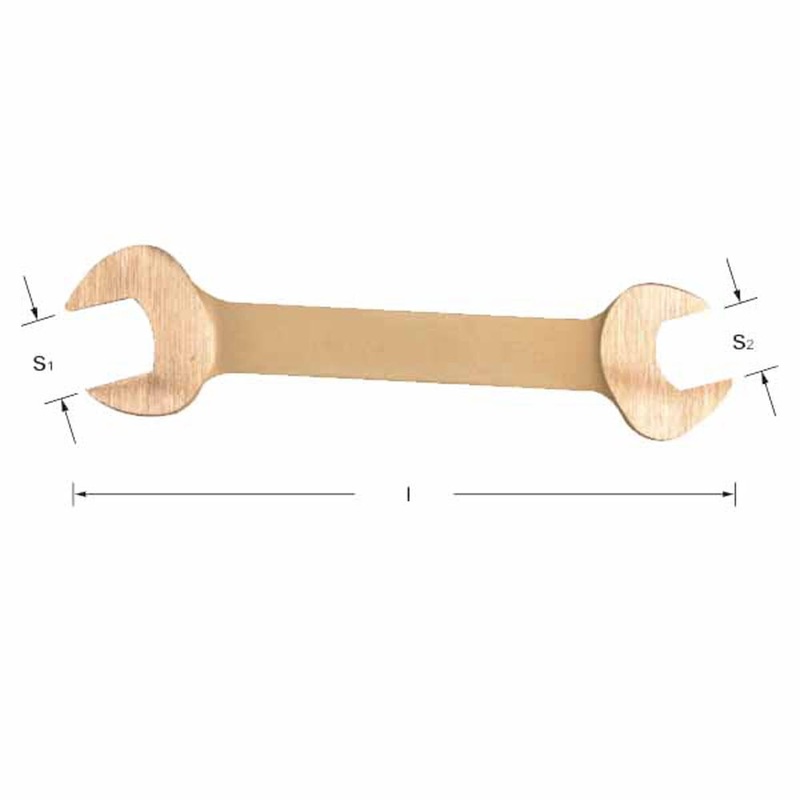 Carltsoe Safety CS Unitec Ex203-11-13B Copper Beryllium Non-Sparking, Non-Magnetic, Corrosion Resistant Double Open End Wrench 11 x 13