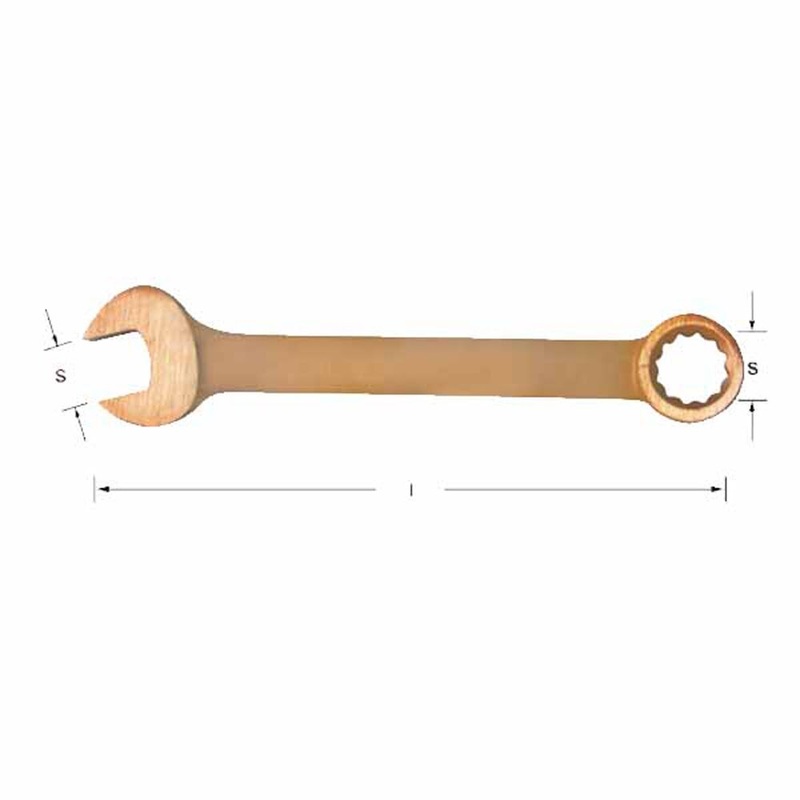 Carltsoe Safety CS Unitec Ex206-095UA Aluminum Bronze Non-Sparking, Low-Magnetism, Corrosion Resistant Combination Wrench 1-1/16