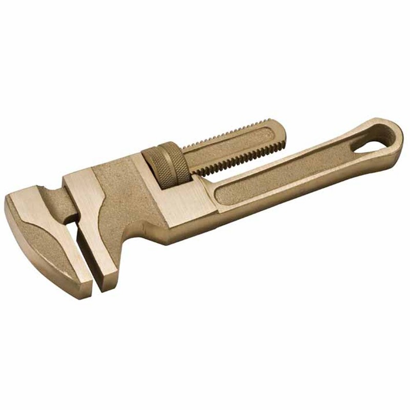 Carltsoe Safety CS Unitec Ex503-10A Aluminum Bronze Non-Sparking, Low-Magnetism, Corrosion Resistant Monkey Pipe Wrench 10-1/8 (254 mm)