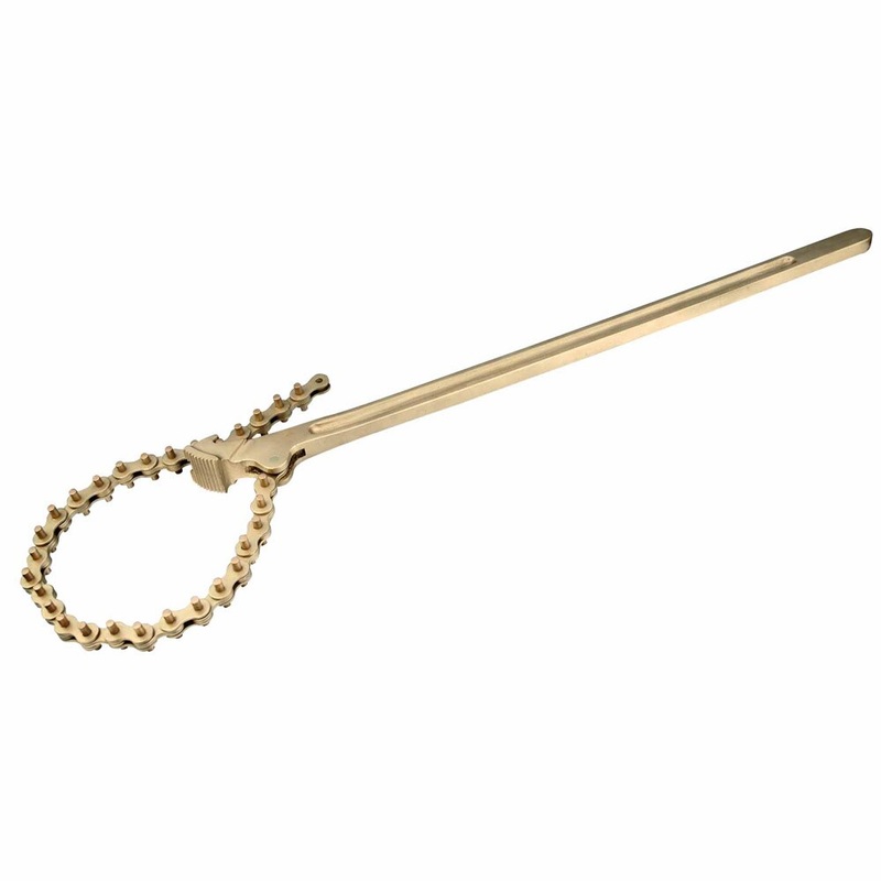 Carltsoe Safety CS Unitec Ex600-6B Copper Beryllium Non-Sparking, Non-Magnetic, Corrosion Resistant Chain Pipe Wrench 6 MAX