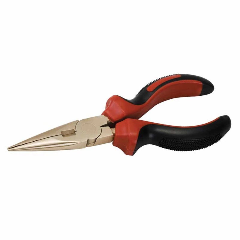 Carltsoe Safety CS Unitec Ex611-7B Copper Beryllium Non-Sparking, Non-Magnetic, Corrosion Resistant 7-3/16 Long Nose Pliers with Side Cutter