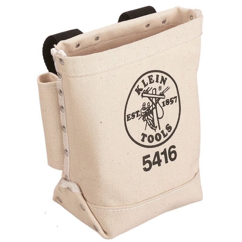Klein 5416 Tool Bag, Bull-Pin and Bolt Pouch, Belt Strap Connect, 5 x 10 x 9-Inch