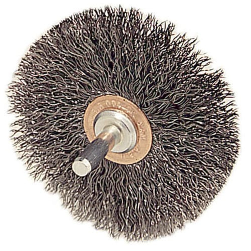 Weiler 17615 3 Stem-Mounted Wire Wheel, .008, 1/4 Stem