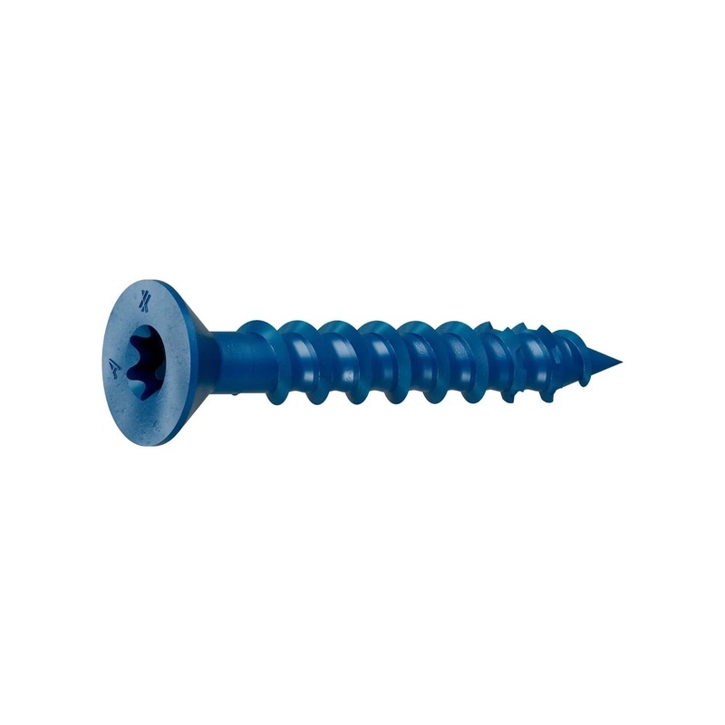 Simpson Strong-Tie TNT25134TF (1/4 x 1-3/4) Titen Turbo Flat-Head Concrete and Masonry Screw, Blue (100 Pack)