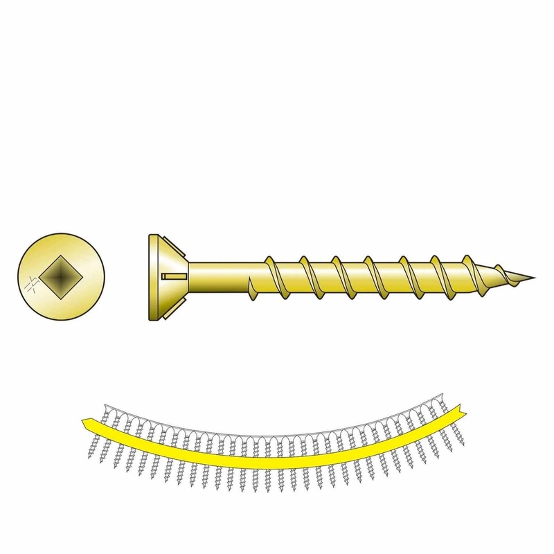 Simpson WSC112S Quik Drive Collated Wood Screw #8 x 1-1/2 #2 Square Flat Head Yellow Zinc