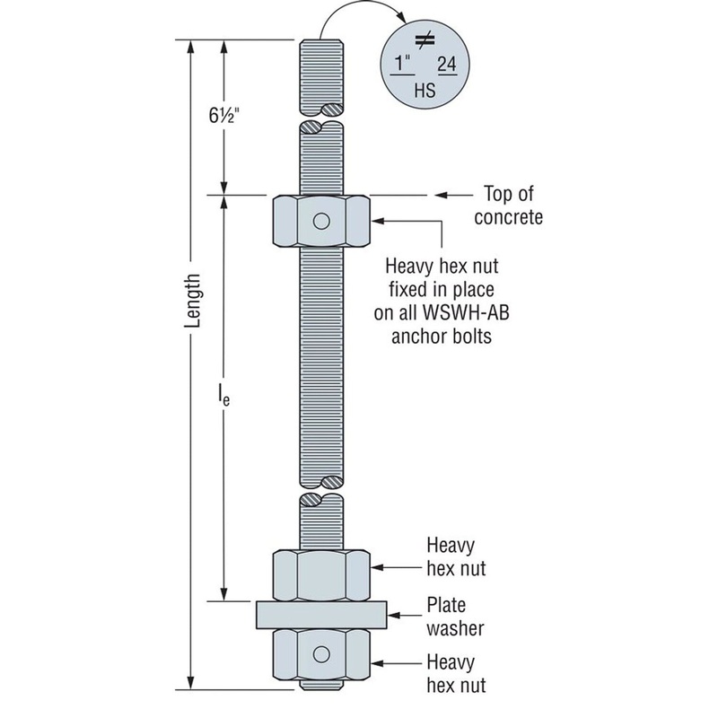 Simpson WSWH-AB1X30HS Strong-Wall High-Strength 1 x 30 Anchor Bolt for Wood Shearwalls