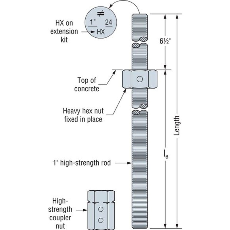 Simpson WSWH-HSR1X24KT Strong-Wall High-Strength Wood Shearwall Extension Kit for Tall Stem Wall Anchorage