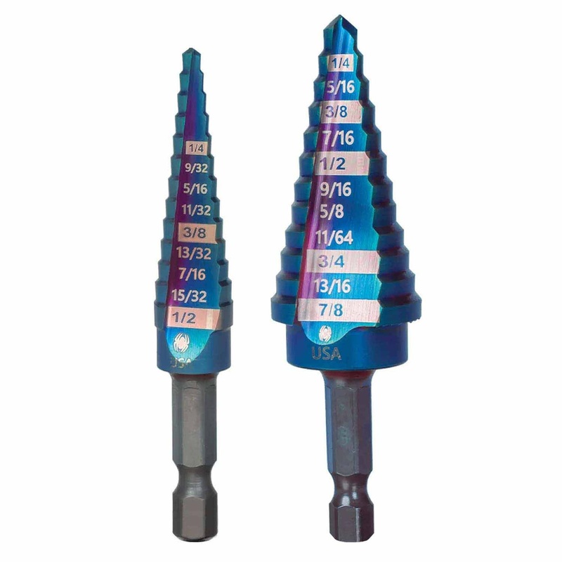 Spyder 19025 2-Piece Hex Shank 12 and 13 Step Drill Bit Set (1/8 to 1/2-Inch and 3/16 to 7/8-Inch)