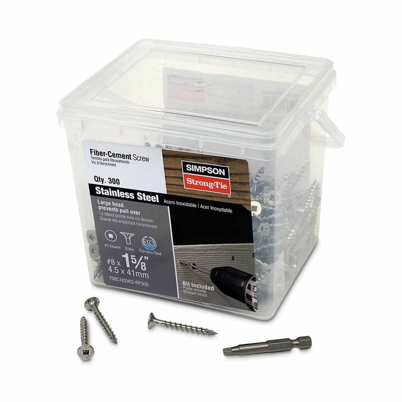 Simpson Strong-Tie T08C162WQ-RP300 (#8 x 1-5/8 #2) Fiber-Cement Screw Ribbed Wafer Head Type 316 Stainless Steel (300 Pack)