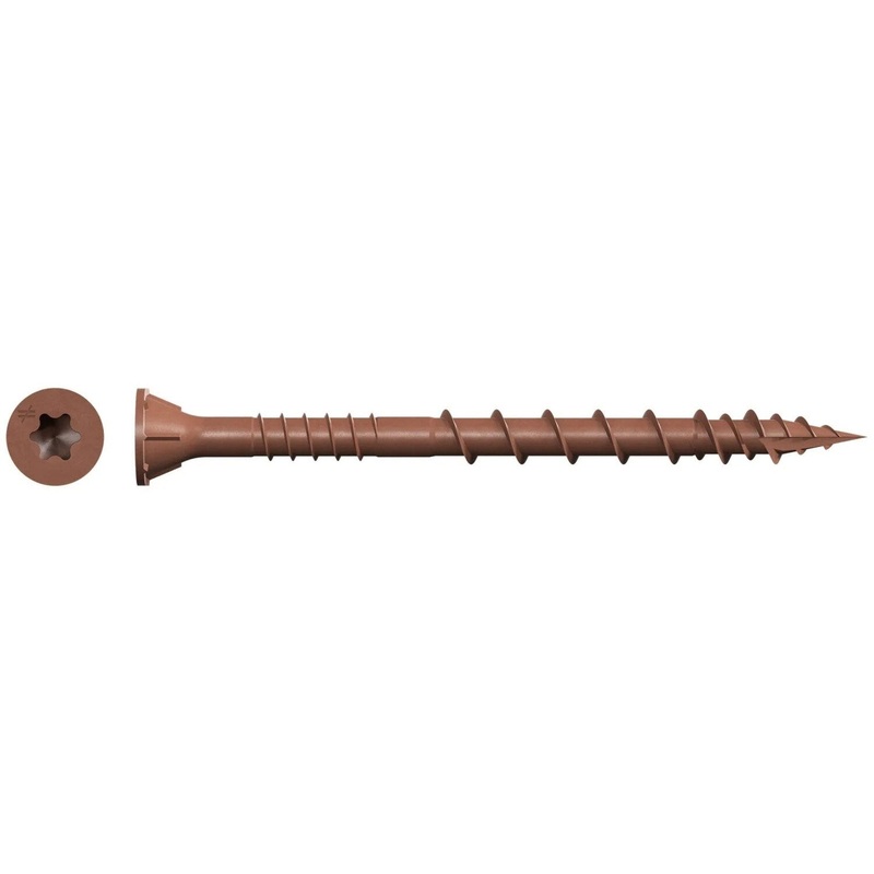 Simpson Strong-Tie DSVR114R5LB (#8 x 1-1/4 T-25) Deck-Drive DSV Wood Screw Flat Head Quik Guard Coating Red (5 lb. Tub)