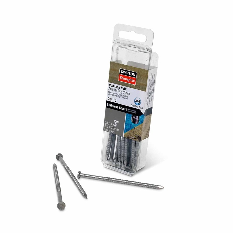 Simpson Strong-Tie T10PTD-RP15 (3 x 0.131) 10d Preservative-Treated Wood Decking Nail with Ring Shank (15 Pack)