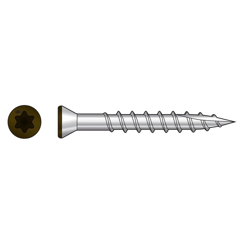 Simpson T07162FTPBR01 Strong-Tie Trim-Head Screw, 6-Lobe Drive #7 x 1-5/8 T-15 Type 316, Brown 01 (350 Pack)