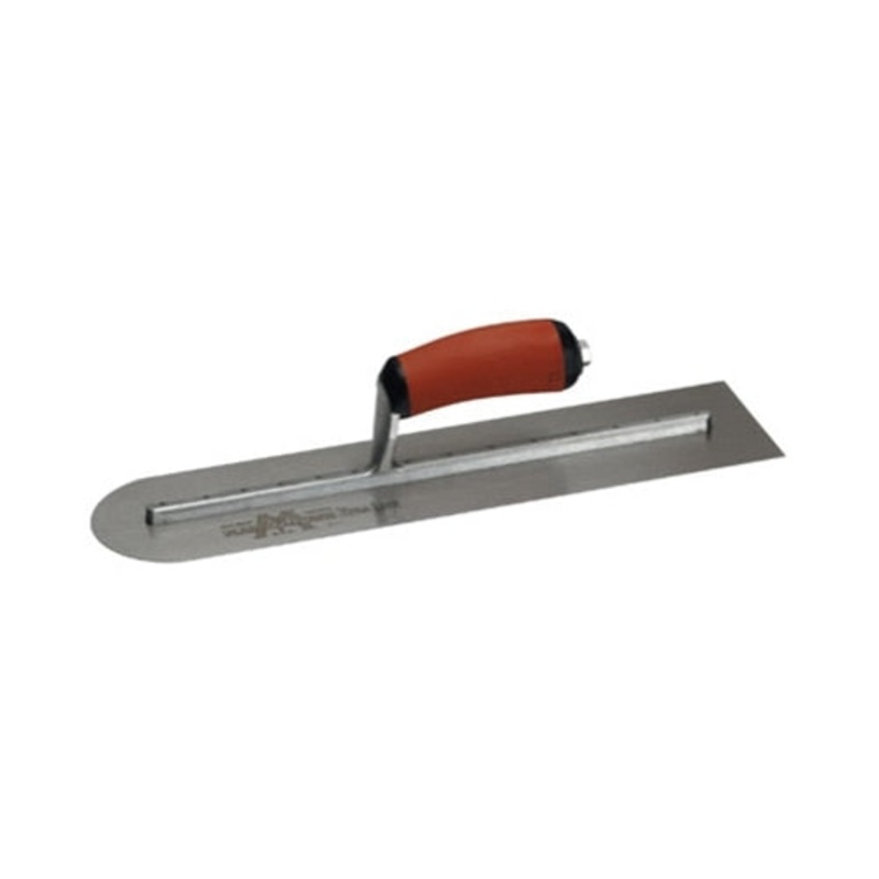 MarshallTown MXS66RED 16 x 4 Round End Finishing Trowel with Curved DuraSoft Handle