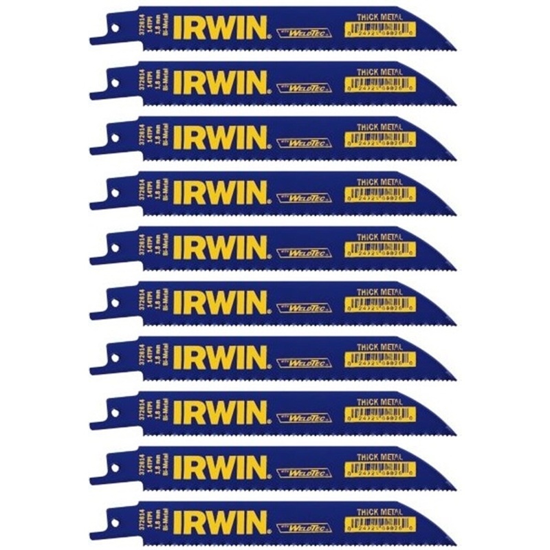 Irwin 1908581 10-Pack 6 14-TPI Bi-Metal Reciprocating Saw Blades
