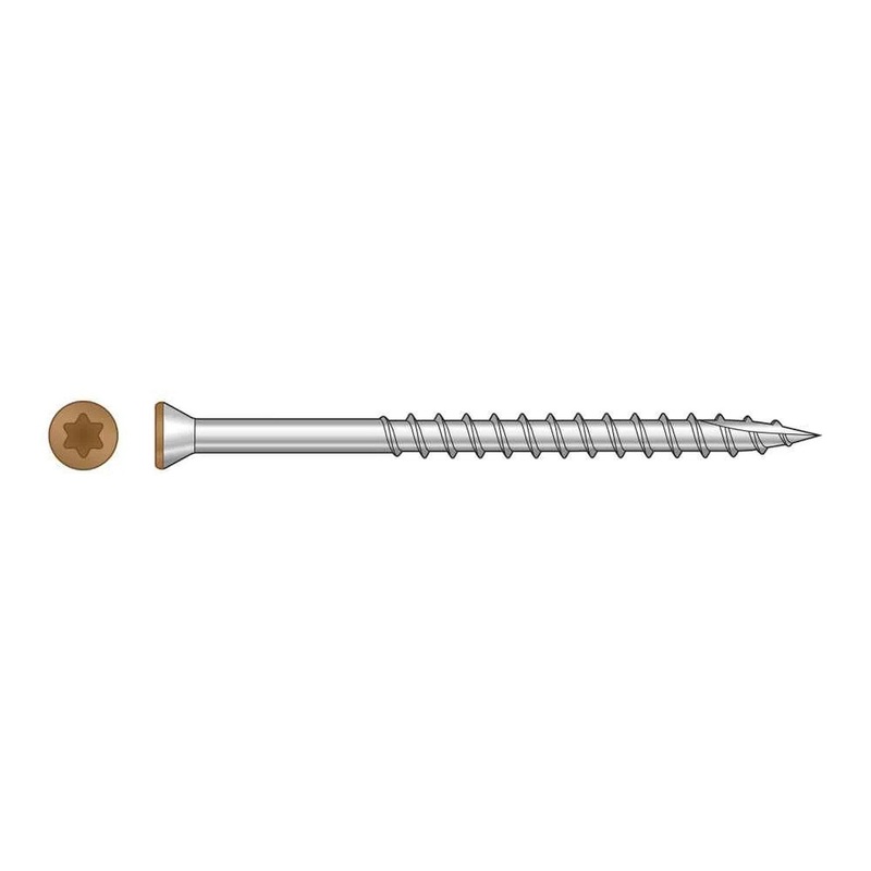 Simpson T07225FTPTN04 Strong-Tie Trim-Head Screw, 6-Lobe Drive #7 x 2-1/4 T-15 Type 316, Tan 04 (350 Pack)