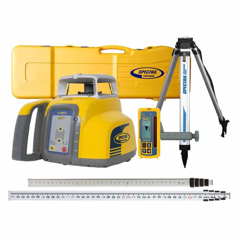 Spectra LL300S-2 Laser Level System Case package with HL450 , tripod & Inches rod