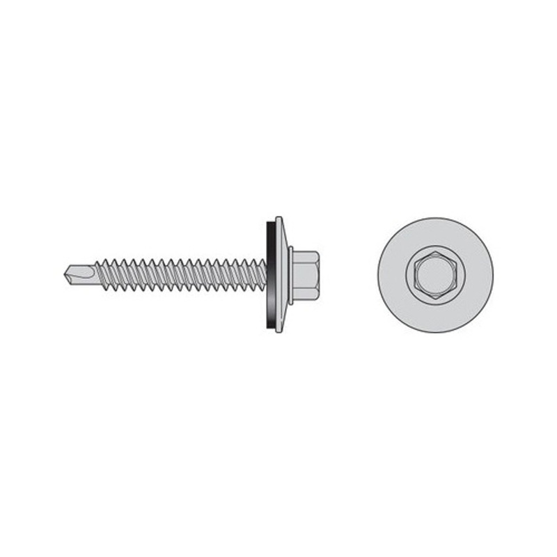 Simpson T12150XOC Strong-Tie Self-Drilling Hex-Washer-Head Screw with EPDM Sealing Washer (100 Pack)